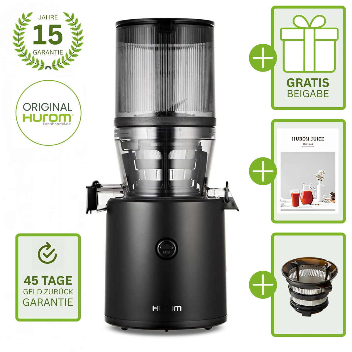 Hurom H320N: Komfortabler Self-Feeding-Entsafter für klare Säfte – Hurom Fachhandel
