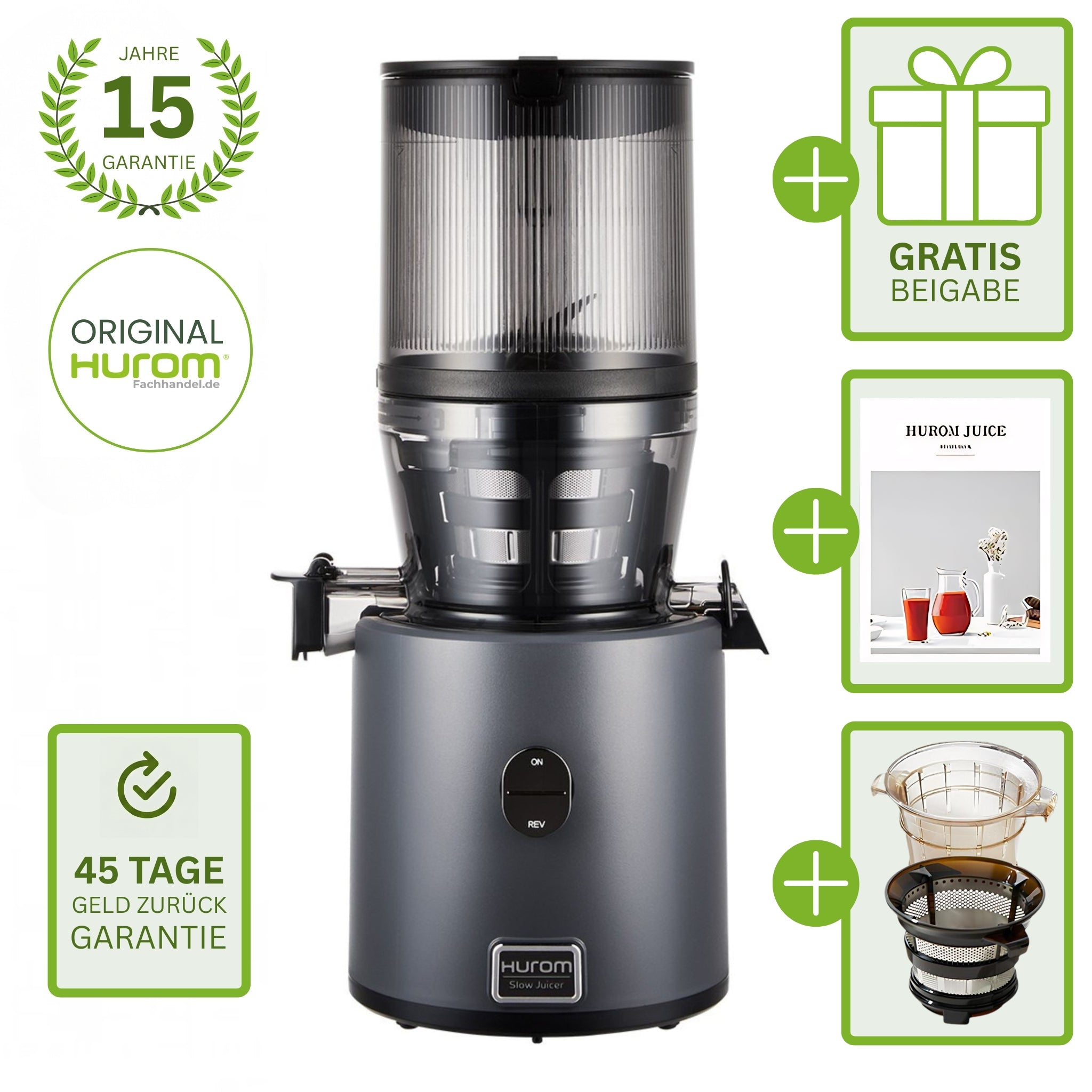 Hurom H330P Anthrazit mit Gratisbeigabe