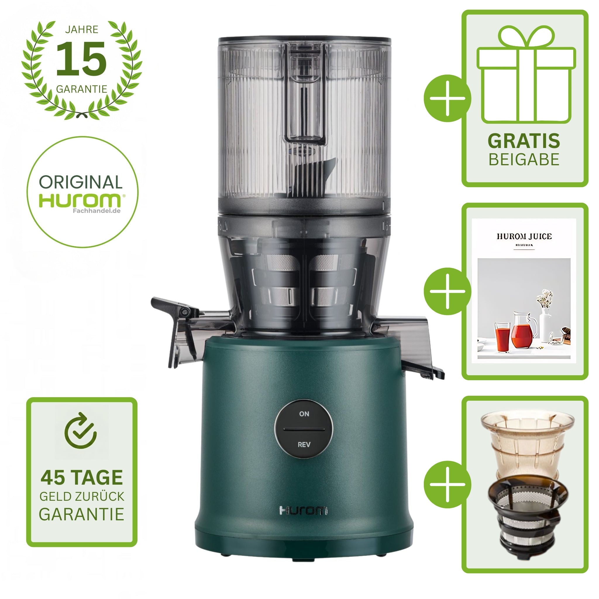 Hurom H80-ST Kale Green mit Gratisbeigabe