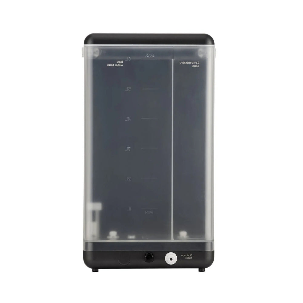 Wassertank des Hurom Water Purifier mit Bereichen für Leitungswasser und Abwasser